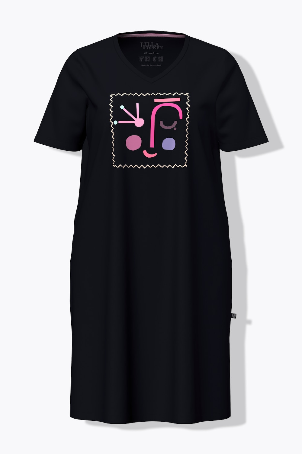Stora storlekar T-shirt i oversize-modell med tryck, Dam, svart, storlek: 54/56, Bomull, Ulla Popken