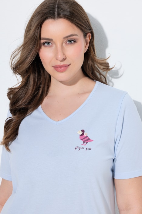 Bigshirt, Brieftauben, V-Ausschnitt, Halbarm