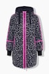 Boucle-uldlook-jakke, oversize , hætte