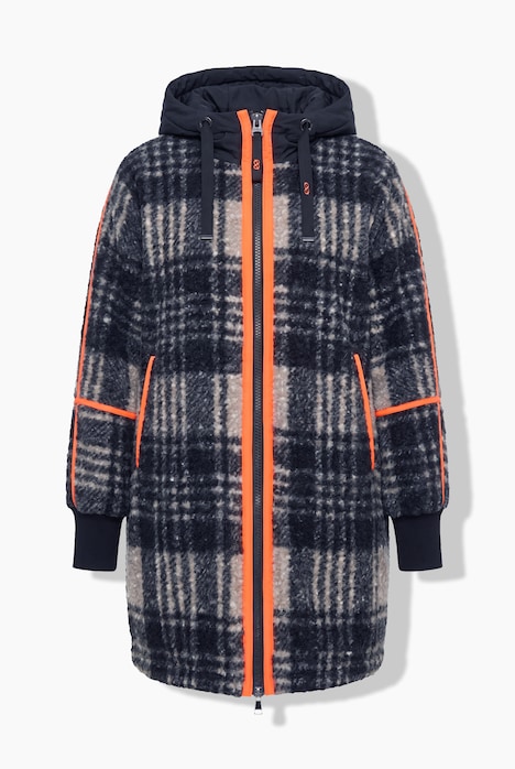 Boucle-uldlook-jakke, oversize , hætte