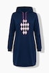 Loungewear-Kleid, Rhomenmotiv, Kapuze, Langarm