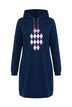 Loungewear-Kleid, Rhomenmotiv, Kapuze, Langarm