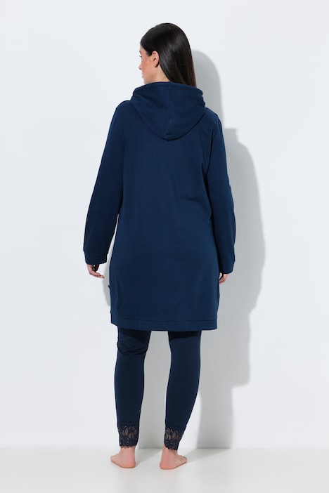 Loungewear-Kleid, Rhomenmotiv, Kapuze, Langarm