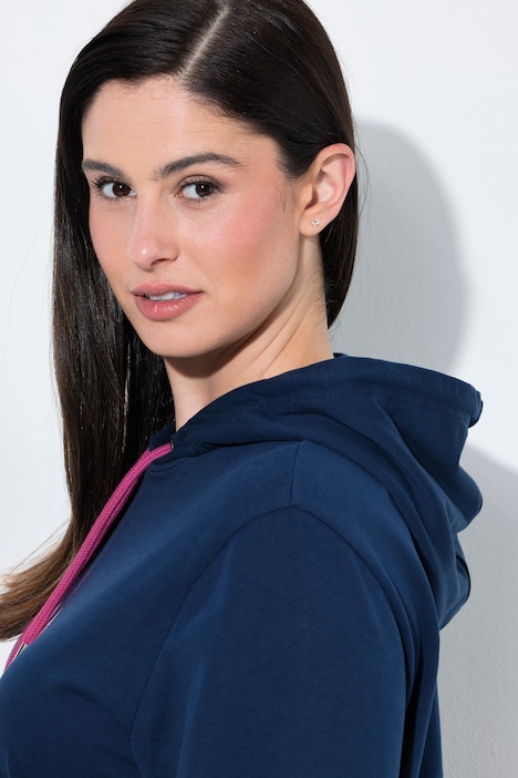 Loungewear-Kleid, Rhomenmotiv, Kapuze, Langarm