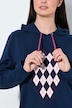 Loungewear-Kleid, Rhomenmotiv, Kapuze, Langarm
