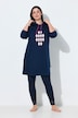Loungewear-Kleid, Rhomenmotiv, Kapuze, Langarm