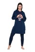 Loungewear-Kleid, Rhomenmotiv, Kapuze, Langarm