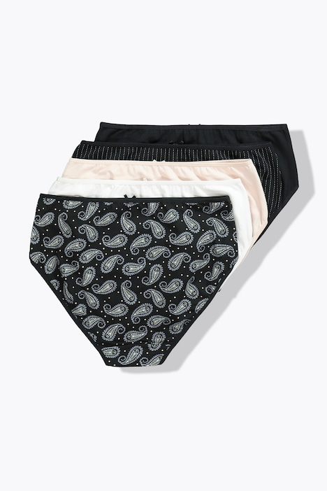 Lot de 5 culottes midi, cachemire / fines rayures / couleur unie