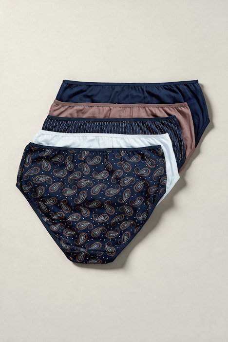 Midislips, 5er-Pack, Paisley, Nadelstreifen/einfarbig