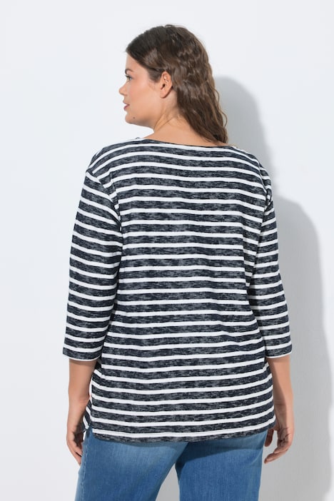 Bluza w paski, okrągły dekolt, rękaw 3/4