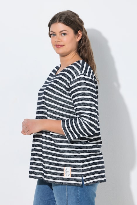 Bluza w paski, okrągły dekolt, rękaw 3/4