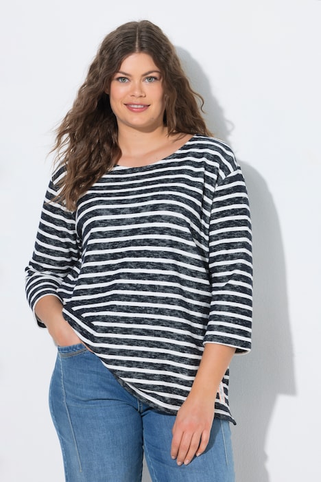 Bluza w paski, okrągły dekolt, rękaw 3/4