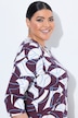 Graphic Leaf Print 3/4 Sleeve Tee