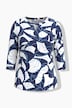 Graphic Leaf Print 3/4 Sleeve Tee