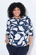 Graphic Leaf Print 3/4 Sleeve Tee