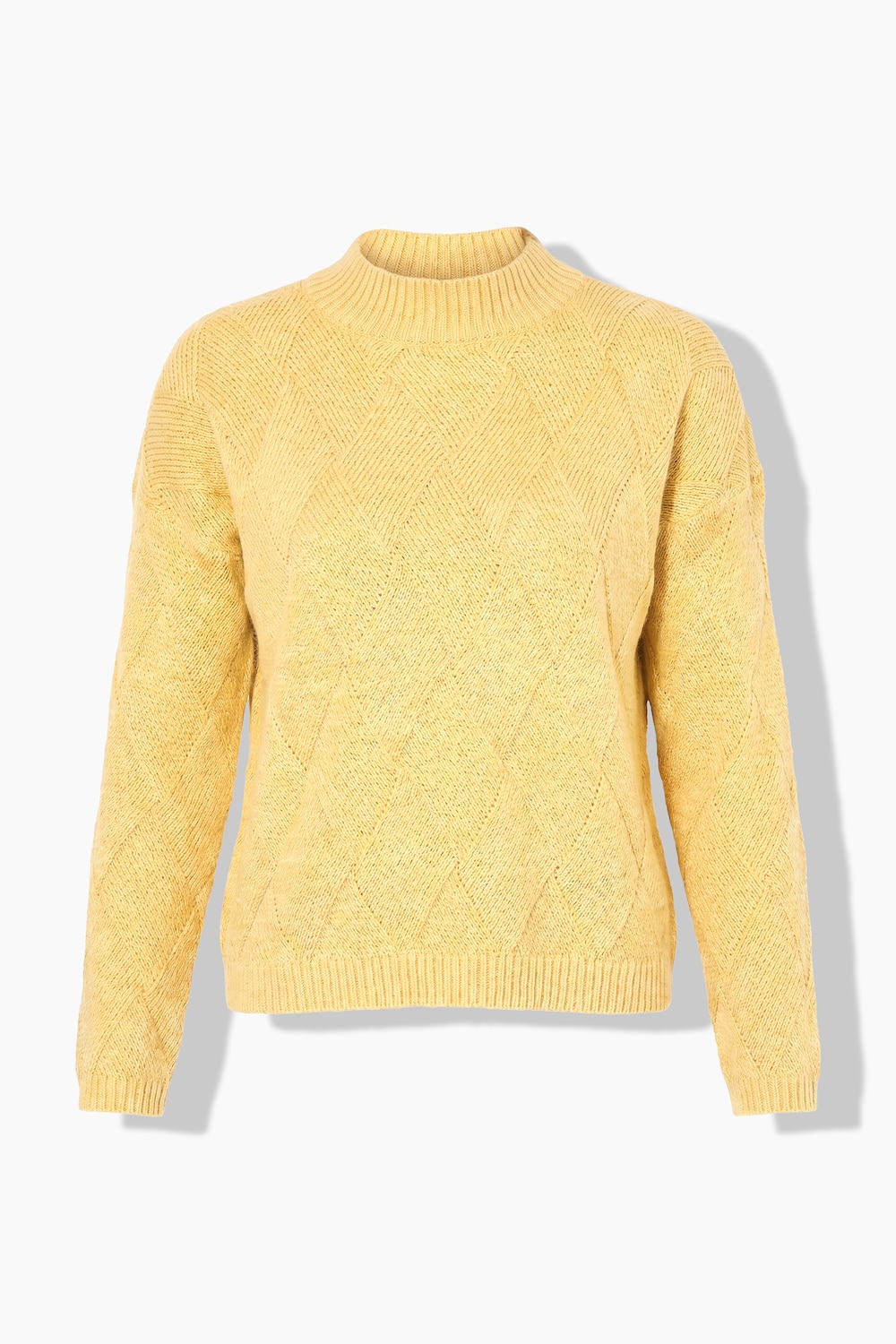 Pullover, Rauten, Oversized, Stehkragen, Langarm