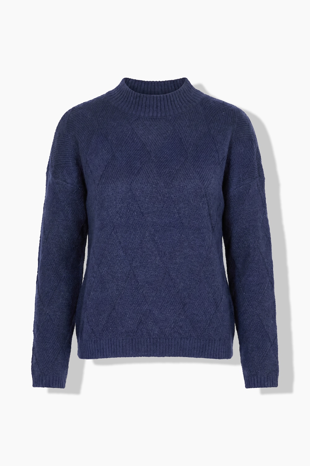 Pullover, Rauten, Oversized, Stehkragen, Langarm