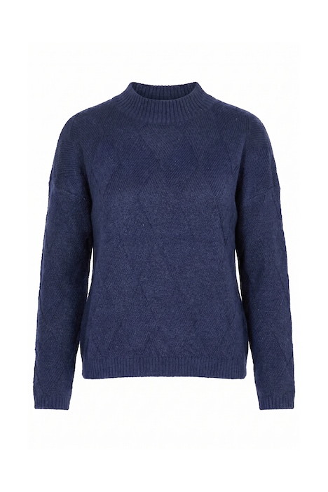 Pullover, Rauten, Oversized, Stehkragen, Langarm