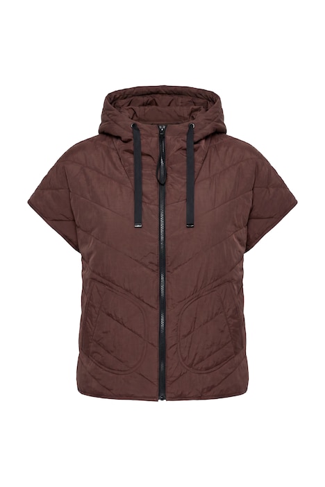 Steppweste, Oversized, Kapuze, leicht