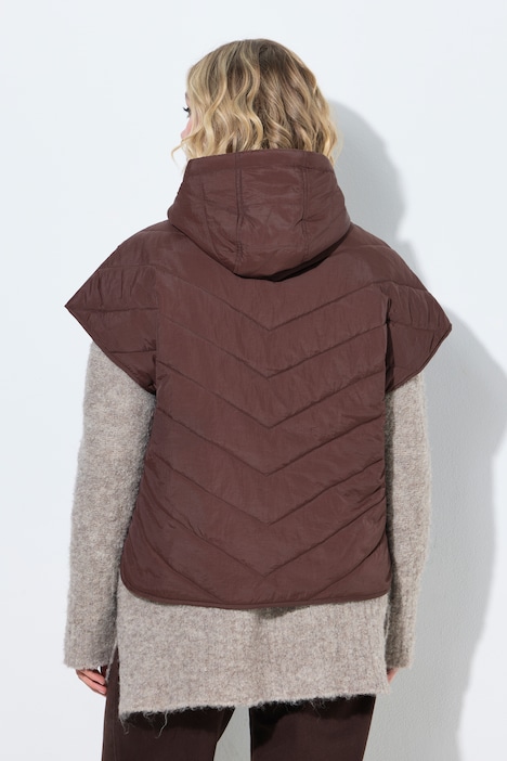 Steppweste, Oversized, Kapuze, leicht