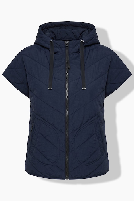 Steppweste, Oversized, Kapuze, leicht