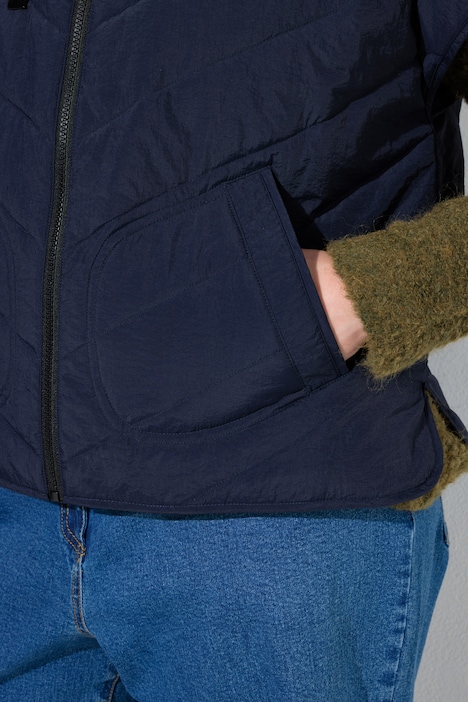 Steppweste, Oversized, Kapuze, leicht