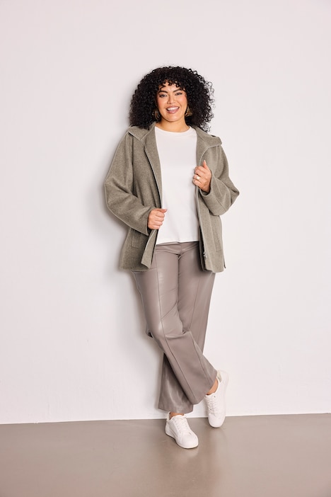 Jacke, Wollmix, A-Linie, Kapuze
