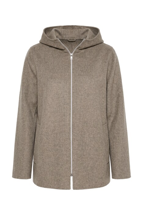 Jacke, Wollmix, A-Linie, Kapuze