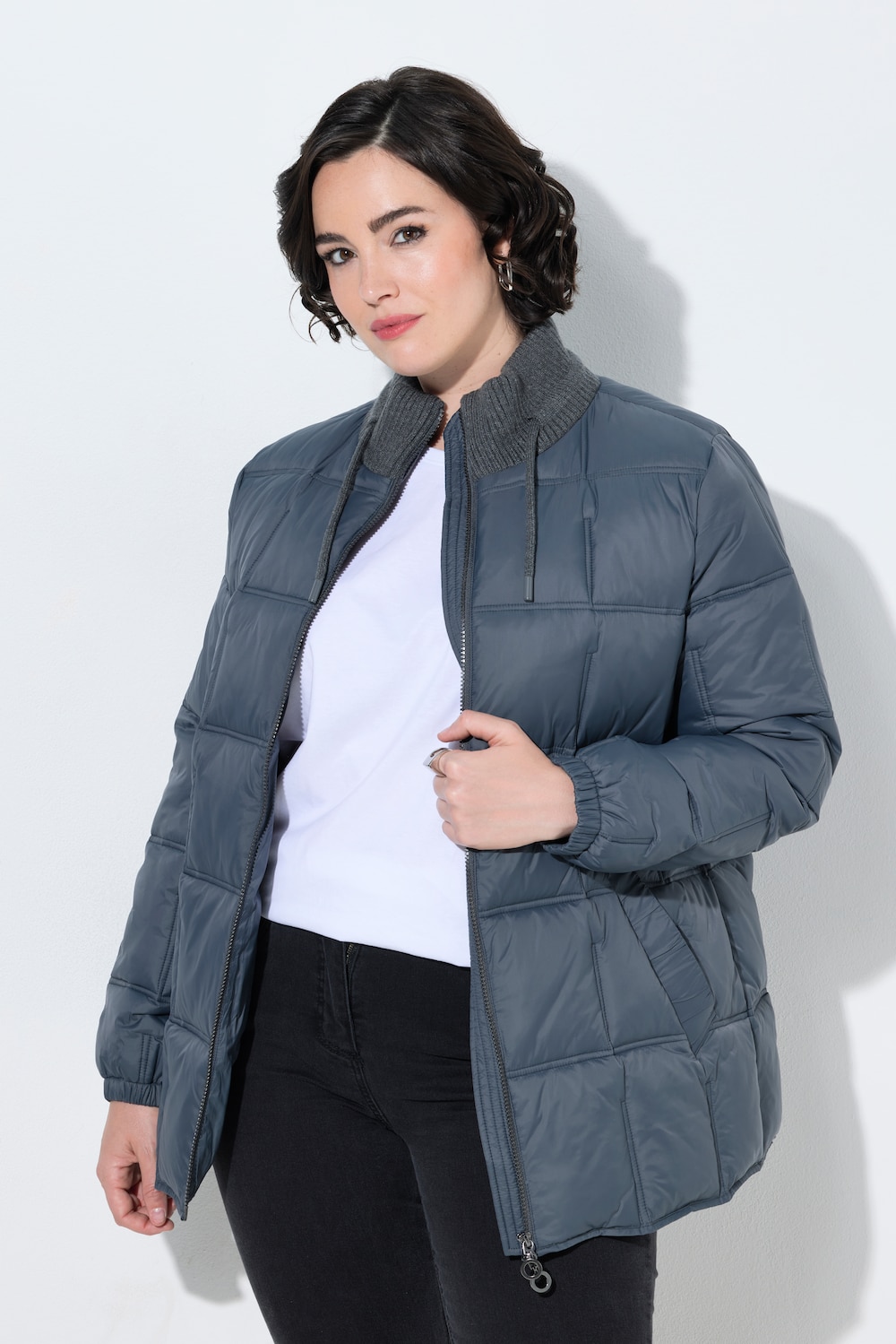 HYPRAR Steppjacke, Ripp-Stehkragen, 2-Wege-Zipper