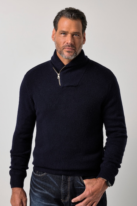 Pullover, Wollmix, Schalkragen, bis 7 XL