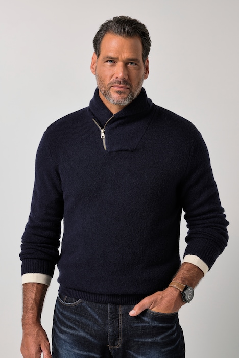 Pullover, Wollmix, Schalkragen, bis 7 XL