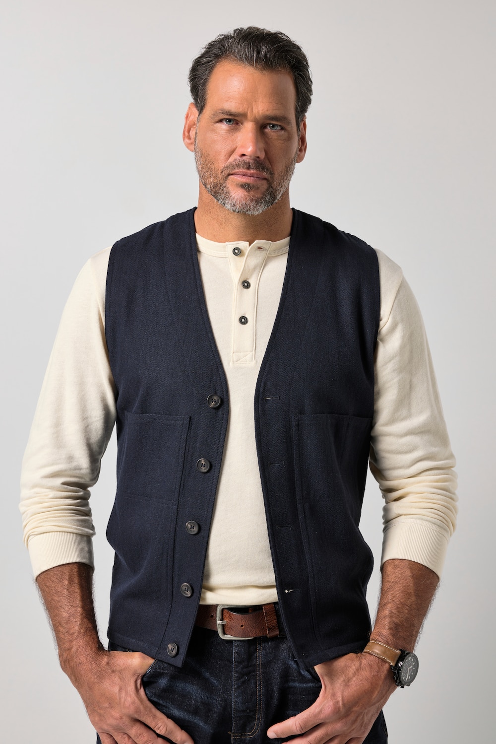 Weste FLEXNAMIC®, Tweed, Herringbone, Strickrücken, bis 8 XL
