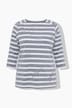 Shirt, Streifen, Oversized, Carré-Ausschnitt, 3/4-Arm