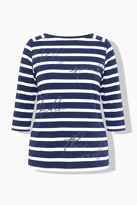 Shirt, Streifen, Oversized, Carré-Ausschnitt, 3/4-Arm