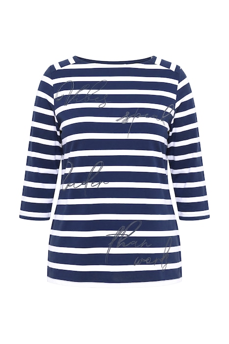 Shirt, Streifen, Oversized, Carré-Ausschnitt, 3/4-Arm