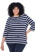Shirt, Streifen, Oversized, Carré-Ausschnitt, 3/4-Arm