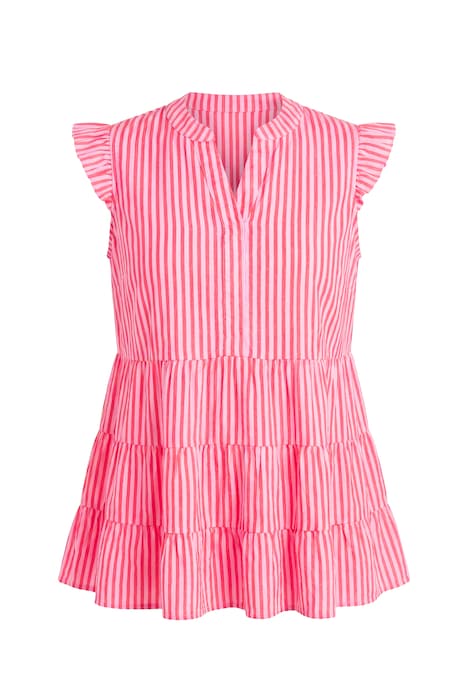 Mušelínová halenka, áčkový střih, pruhy, volánky na rukávech, volány