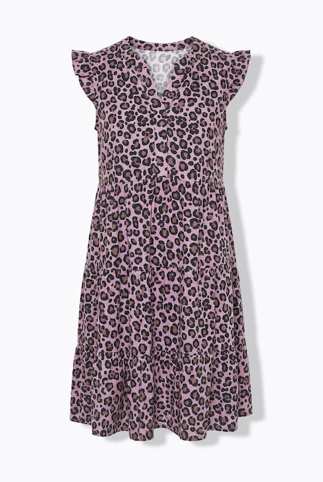 Mousseline jurk, A-lijn, leomotief, mouwen met ruche