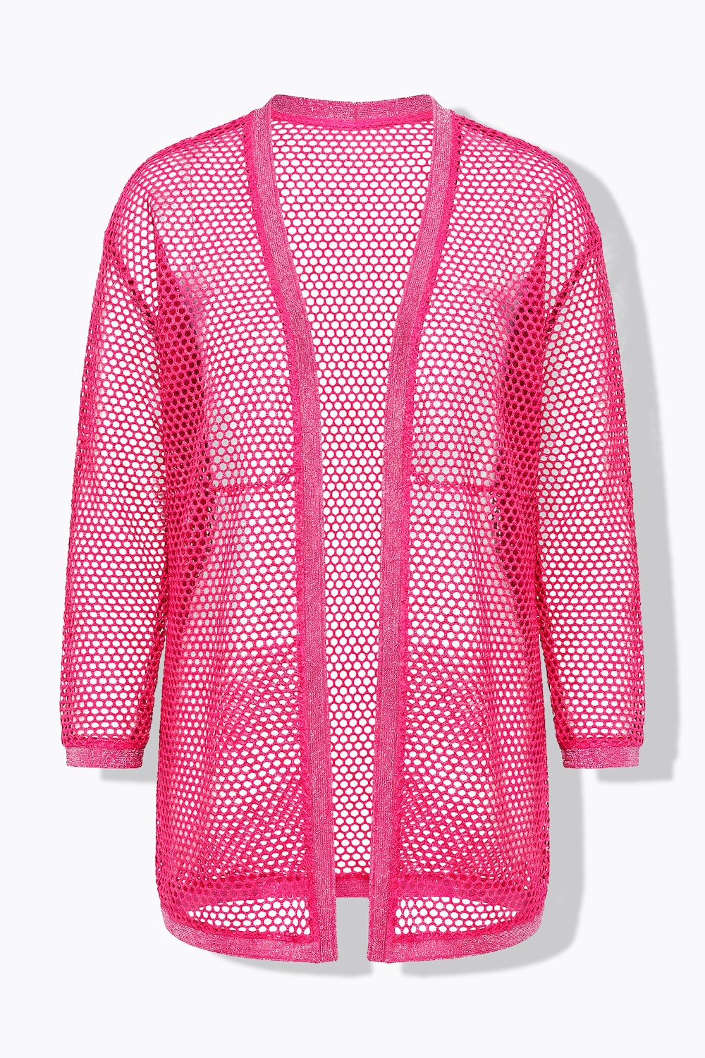 Stora storlekar Hålstickad jacka, Dam, rosa, storlek: 54/56, Polyester/Metalliska fibrer, Angel of Style