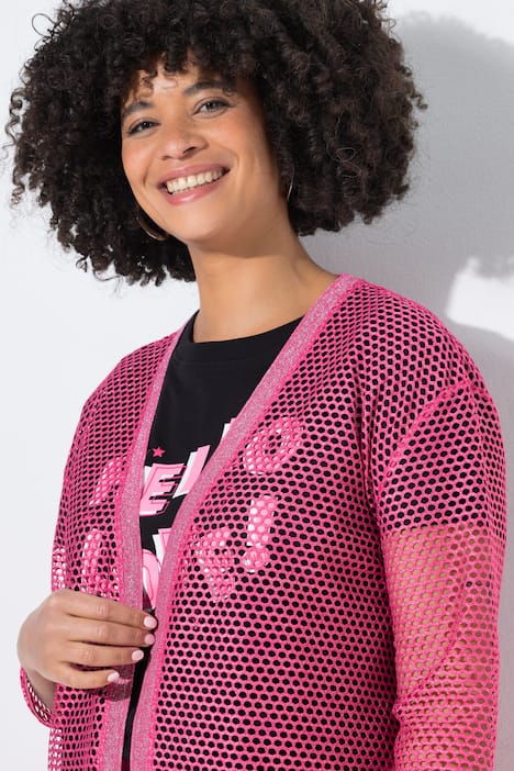 Sparkling Openwork Knit Cardigan