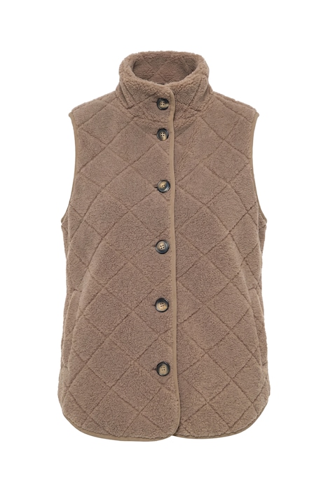 Weste, Teddyfleece, Rhombenmuster, Stehkragen, ärmellos