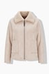 Veste réversible, polaire bouclée/simili cuir, col chemise et manches longues