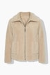 Veste réversible, polaire bouclée/simili cuir, col chemise et manches longues