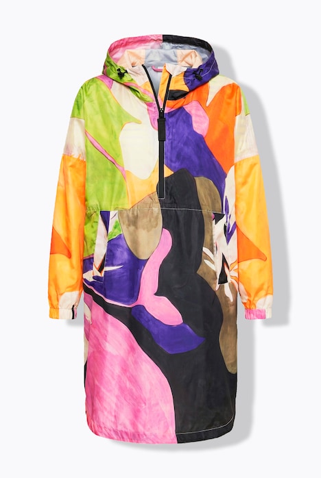 Functionele regencape, unisex, print, capuchon