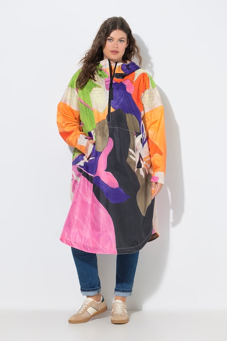 Functionele regencape, unisex, print, capuchon