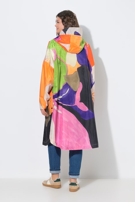 Functionele regencape, unisex, print, capuchon