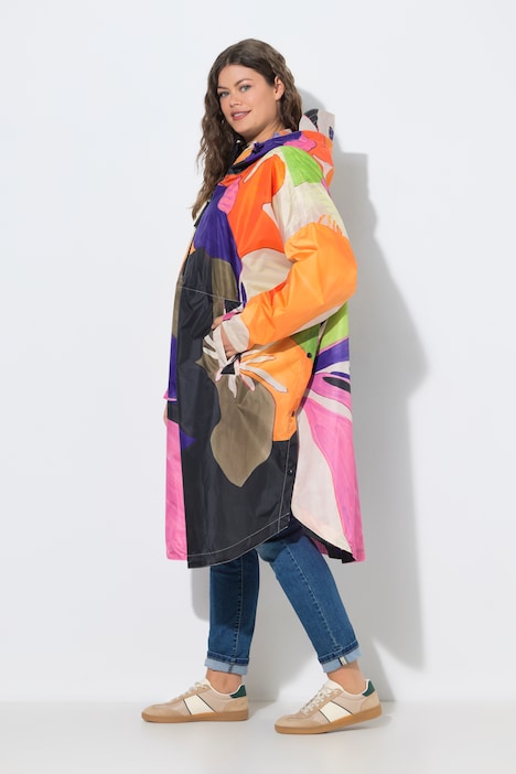 Functionele regencape, unisex, print, capuchon