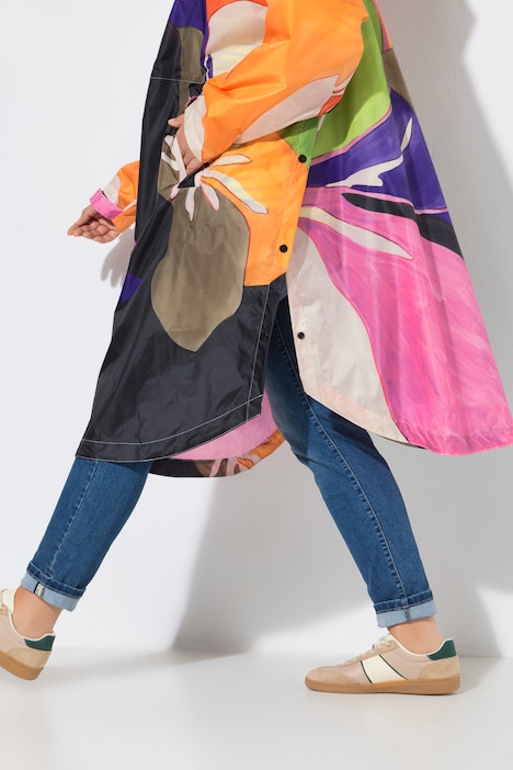 Functionele regencape, unisex, print, capuchon