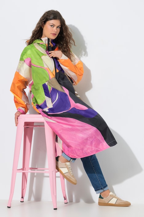 Functionele regencape, unisex, print, capuchon