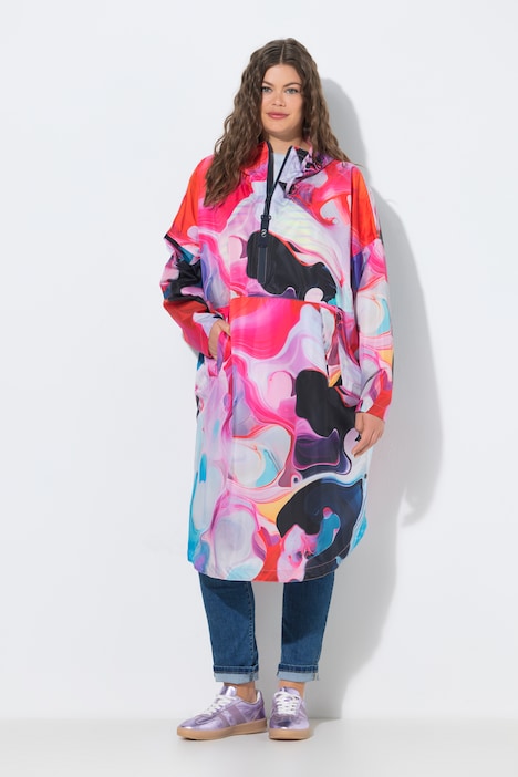 Functionele regencape, unisex, print, capuchon